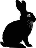 AI generated Silhouette rabbit black color only full body vector