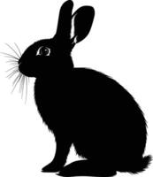 AI generated Silhouette rabbit black color only full body vector