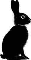 AI generated Silhouette rabbit black color only full body vector