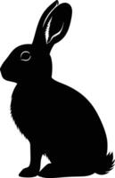 AI generated Silhouette rabbit black color only full body vector