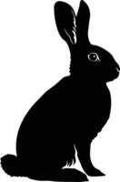 AI generated Silhouette rabbit black color only full body vector