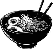 AI generated Silhouette ramen or ramyeon black color only vector