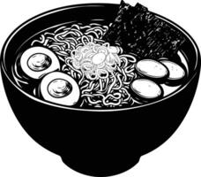 AI generated Silhouette ramen or ramyeon black color only vector