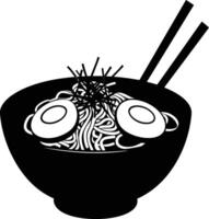 AI generated Silhouette ramen or ramyeon black color only vector