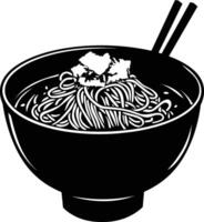 AI generated Silhouette ramen or ramyeon black color only vector