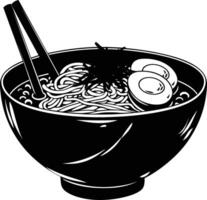 AI generated Silhouette ramen or ramyeon black color only vector