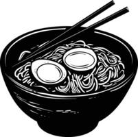 AI generated Silhouette ramen or ramyeon black color only vector