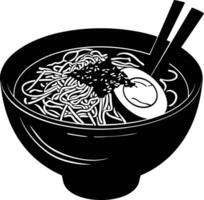 AI generated Silhouette ramen or ramyeon black color only vector