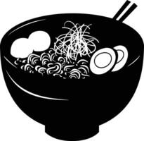 AI generated Silhouette ramen or ramyeon black color only vector