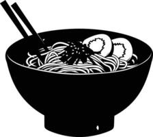 ai generado silueta ramen o ramyeon negro color solamente vector