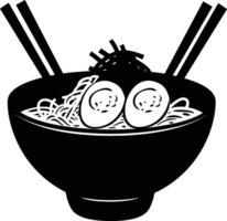 AI generated Silhouette ramen or ramyeon black color only vector