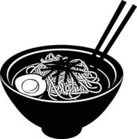 AI generated Silhouette ramen or ramyeon black color only vector