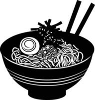 AI generated Silhouette ramen or ramyeon black color only vector