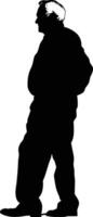 AI generated Silhouette the elderly man black color only full vector