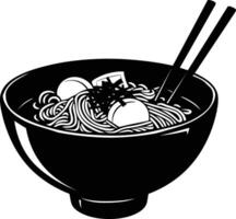 AI generated Silhouette ramen or ramyeon black color only vector