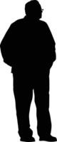 AI generated Silhouette the elderly man full body black color only vector