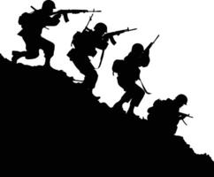 AI generated silhouette of a war situation black color only vector