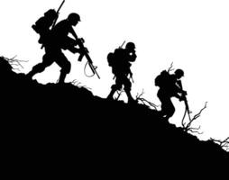 AI generated silhouette of a war situation black color only vector