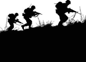 AI generated silhouette of a war situation black color only vector