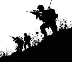 AI generated silhouette of a war situation black color only vector