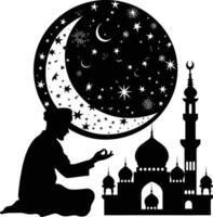 AI generated Silhouette blessing ramadan vibes ramadan kareem islamic greeting card vector