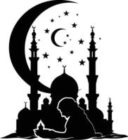 AI generated Silhouette blessing ramadan vibes ramadan kareem islamic greeting card vector