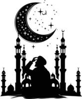 AI generated Silhouette blessing ramadan vibes ramadan kareem islamic greeting card vector