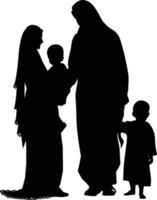 AI generated Silhouette happy muslim family black color only full body vector