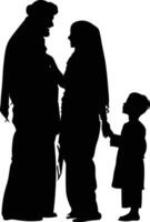 AI generated Silhouette happy muslim family black color only full body vector