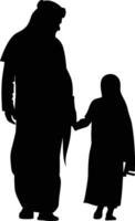 AI generated Silhouette happy muslim family black color only full body vector