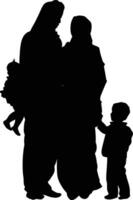 AI generated Silhouette happy muslim family black color only full body vector