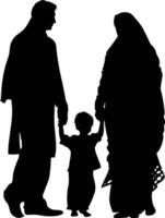 AI generated Silhouette happy muslim family black color only full body vector