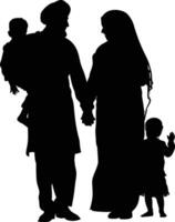 AI generated Silhouette happy muslim family black color only full body vector