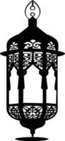 AI generated Silhouette blessing ramadan vibes lantern black color only vector