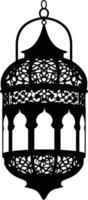 AI generated Silhouette blessing ramadan vibes lantern black color only vector