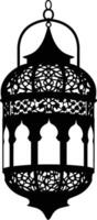 AI generated Silhouette blessing ramadan vibes lantern black color only vector