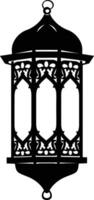 AI generated Silhouette blessing ramadan vibes lantern black color only vector