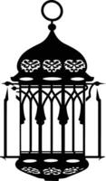 AI generated Silhouette blessing ramadan vibes lantern black color only vector