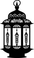 AI generated Silhouette blessing ramadan vibes lantern black color only vector