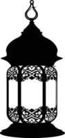 AI generated Silhouette blessing ramadan vibes lantern black color only vector