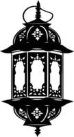 AI generated Silhouette blessing ramadan vibes lantern black color only vector