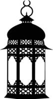 AI generated Silhouette blessing ramadan vibes lantern black color only vector