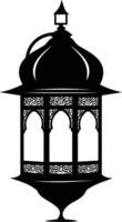 AI generated Silhouette blessing ramadan vibes lantern black color only vector