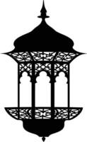 AI generated Silhouette blessing ramadan vibes lantern black color only vector