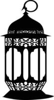 AI generated Silhouette blessing ramadan vibes lantern black color only vector