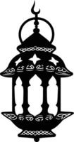 AI generated Silhouette blessing ramadan vibes lantern black color only vector