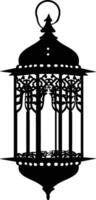 AI generated Silhouette blessing ramadan vibes lantern black color only vector