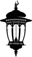 AI generated Silhouette blessing ramadan vibes lantern black color only vector