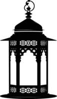 AI generated Silhouette blessing ramadan vibes lantern black color only vector