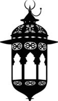 AI generated Silhouette blessing ramadan vibes lantern black color only vector